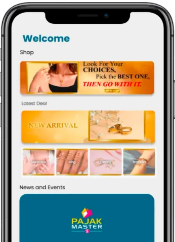 The Pajak Master app on a phone, showing a pawn ticket.